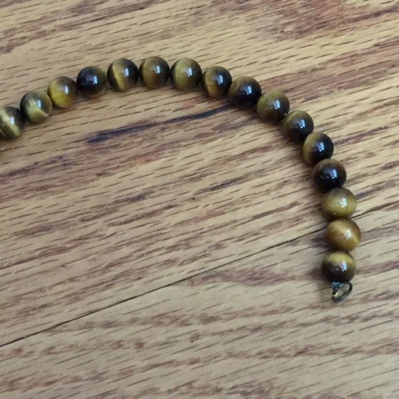 VINTAGE 90s TIGER EYE BEADED BRACELET 6mm HANDMADE WOMENS - Picture 6 of 8